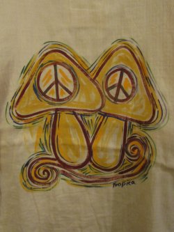 画像2: マッシュルーム＆ピースマーク＊ハンドペイント＊Ｗコットン素材＊ハーフスリーブ＊プルオーバー