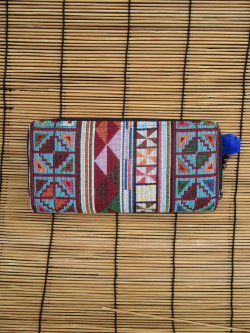 画像1: 織り柄＊ラウンドファスナー＊ウォレット＊長財布