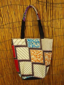 画像1: パーニュ生地＊アフリカンプリント＊トートバッグ＊Ｍ