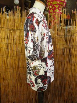 画像2: 和風プリント＊コットン＆リネン混紡＊個性的＊半袖＊アロハシャツ ＊Ｌ