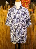 和風プリント＊コットン＆リネン混紡＊個性的＊半袖＊アロハシャツ ＊Ｌ