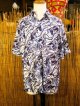 和風プリント＊コットン＆リネン混紡＊個性的＊半袖＊アロハシャツ ＊Ｌ