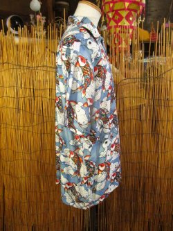 画像2: 和風プリント＊コットン＆リネン混紡＊個性的＊半袖＊アロハシャツ ＊Ｌ