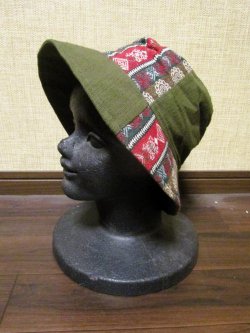 画像1: 織り柄＊コットン素材＊ハット帽子