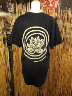 画像3: 黒色＊コットン素材＊抜染プリント＊ロータス＊半袖＊Ｔシャツ＊Ｌ