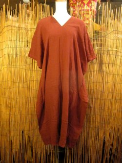 画像1: 無地＊コットン素材＊ミドル丈＊ポンチョ風＊ワンピース