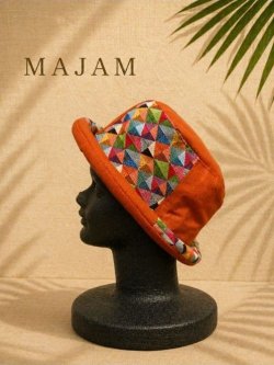 画像1: 織り柄＊コットン素材＊ロールブリム＊ハット帽子