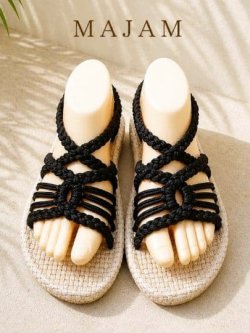 画像1: 【２４・５ｃｍ〜２５ｃｍ】ソフトタイプ＊編み編み＊紐サンダル