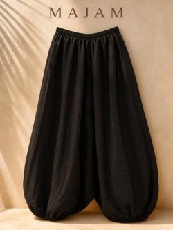 画像1: 黒色＊コットン素材＊ゆったりシルエット＊ビッグアラジンパンツ＊バルーンパンツ