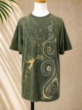 ストーンウォッシュ加工＊コットン素材＊ハンドペイント＊半袖Ｔシャツ＊ＸＬ