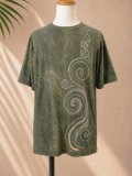ストーンウォッシュ加工＊コットン素材＊ハンドペイント＊半袖Ｔシャツ＊ＸＬ