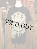 黒色＊コットン素材＊抜染プリント＊ガネーシャ＊半袖＊Ｔシャツ＊ＸＬ