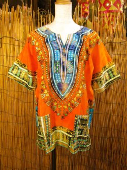 画像1: 小さめサイズ＊タイダイ染め＊アフリカンプリント＊ダシキ＊ＤＡＳＨＩＫＩ＊Ｓ