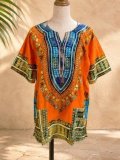 小さめサイズ＊タイダイ染め＊アフリカンプリント＊ダシキ＊ＤＡＳＨＩＫＩ＊Ｓ