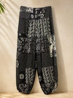 画像1: アジアンプリント＊レーヨン素材＊ふんわり＊アラジンパンツ