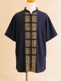 無地＊コットン素材＋＊刺繡＊チャイナボタン＊半袖＊シャツ 