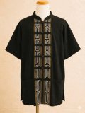 無地＊コットン素材＋＊刺繡＊チャイナボタン＊半袖＊シャツ 