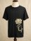 画像1: 黒色＊コットン素材＊抜染プリント＊ロータス＊半袖＊Ｔシャツ＊ＸＬ (1)