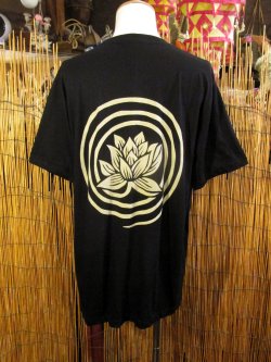 画像4: 黒色＊コットン素材＊抜染プリント＊ロータス＊半袖＊Ｔシャツ＊ＸＬ