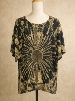 画像1: モノトーンタイダイ染め＊レーヨン素材＊半袖＊プルオーバー