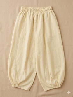 画像1: 無地＊コットン素材＊半端丈＊クロップドパンツ