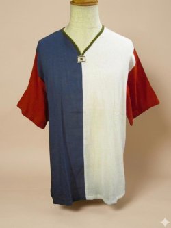 画像1: 切り替えカラー＊薄手＊コットン素材＊半袖＊プルオーバー