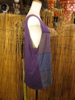 画像3: パッチワーク＊コットン素材＊ストーンウォッシュ＊タンクトップ