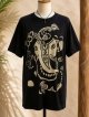 黒色＊コットン素材＊抜染プリント＊ガネーシャ＊半袖＊Ｔシャツ＊２ＸＬ