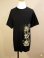 画像1: 黒色＊コットン素材＊抜染プリント＊ロータス＊半袖＊Ｔシャツ＊２ＸＬ (1)