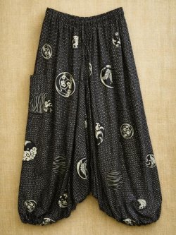 画像1: 和風プリント＊レーヨン素材＊ふんわり＊サルエルパンツ
