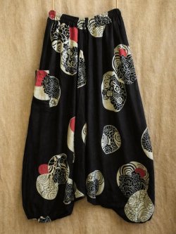画像1: 和風プリント＊レーヨン素材＊ふんわり＊サルエルパンツ