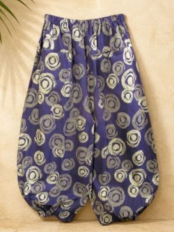 画像1: 和風プリント＊コットン素材＊半端丈＊クロップドパンツ