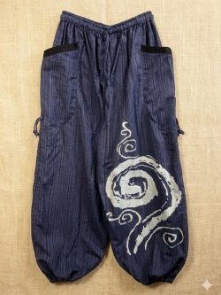 画像1: 渦巻きプリント＊コットン素材＊カーゴタイプ＊ふんわり＊アラジンパンツ