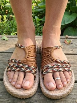 画像1: 【２２・５ｃｍ〜２３ｃｍ】ソフトタイプ＊編み編み＊紐サンダル