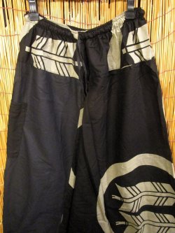 画像2: 黒色＋和風プリント＊切り替え＊コットン素材＊ふんわり＊サルエルパンツ