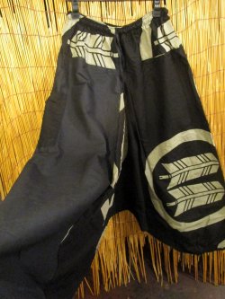画像3: 黒色＋和風プリント＊切り替え＊コットン素材＊ふんわり＊サルエルパンツ