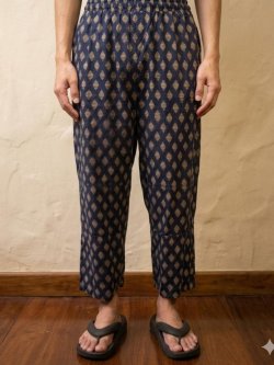 画像1: 和風プリント＊コットン素材＊半端丈＊イージーパンツ