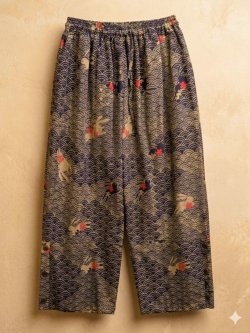 画像2: 和風プリント＊コットン素材＊半端丈＊イージーパンツ