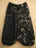 黒色＋和風プリント＊切り替え＊コットン素材＊ふんわり＊サルエルパンツ