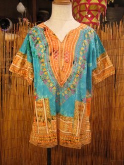 画像2: タイダイ染め＊アフリカンプリント＊ダシキ＊ＤＡＳＨＩＫＩ＊Ｌ