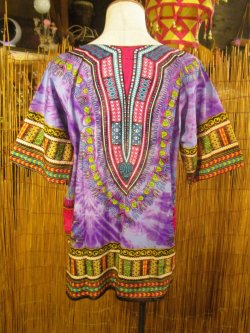 画像4: タイダイ染め＊アフリカンプリント＊ダシキ＊ＤＡＳＨＩＫＩ＊Ｌ