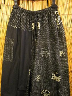 画像3: 黒色＋和風プリント＊切り替え＊コットン素材＊ふんわり＊サルエルパンツ