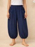 二枚重ね＊無地＊コットン素材＊半端丈＊クロップドパンツ
