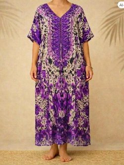 画像1: 薄手ビスコース素材＊ゆったりサイズ ＊アフリカン＊タイダイ風＊ガラベーヤ＊ポンチョ風＊マキシ丈＊ワンピース＊ベリーダンス