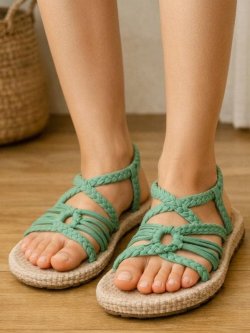 画像1: 【２５・５ｃｍ〜２６ｃｍ】ソフトタイプ＊編み編み＊紐サンダル