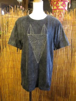 画像2: ストーンウォッシュ加工＊コットン素材＊キツネ＊ハンドペイント＊半袖Ｔシャツ＊Ｌ