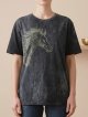 ストーンウォッシュ加工＊コットン素材＊馬＊ハンドペイント＊半袖Ｔシャツ＊Ｌ