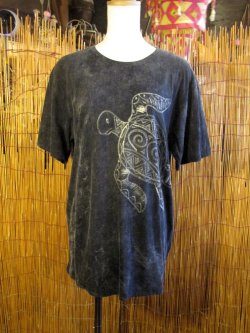 画像2: ストーンウォッシュ加工＊コットン素材＊ウミガメ＊ハンドペイント＊半袖Ｔシャツ＊Ｌ