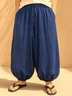 画像1: 二色の糸＊コッン素材＊シンプル＊ふんわり＊サルエルパンツ