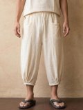 二枚重ね＊無地＊コットン素材＊半端丈＊クロップドパンツ